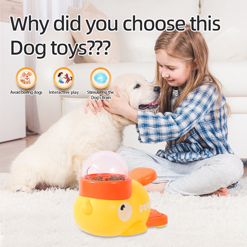 Enhance your dog's mealtime with this interactive puzzle feeder featuring a playful cartoon duck design