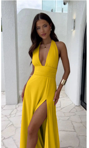 Sexy Halterneck  Dress Summer Backless Strappy Skirt Fashion Temperament  Women Clothing